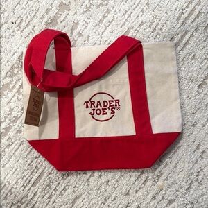 Trader Joe’s Mini Canvas Tote Bag - Red and Cream Mini Canvas Tote Bag
